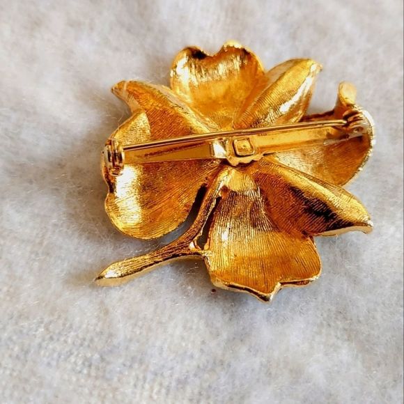 Set Clip on Earings and Brooch Floral Vintage - Picture 7 of 11